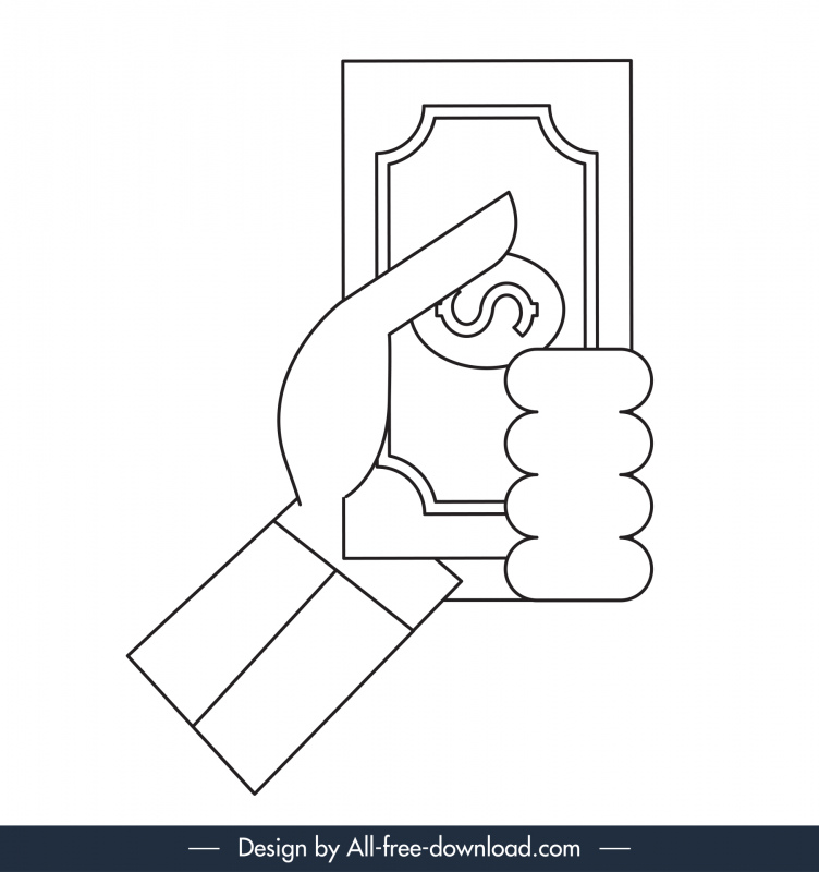 Business Investment Icon Hand Holding Money Black White Outline Business Investment Icon Hand Holding Money Black White Outline