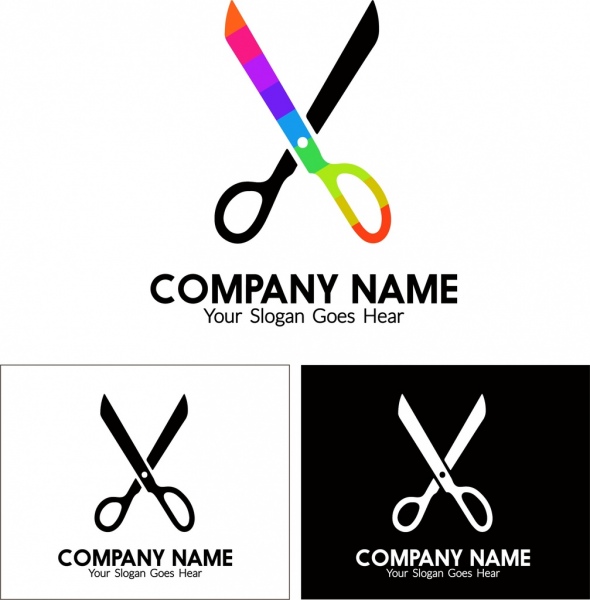 negócios logotipo design artesanato estilo tesoura decoração