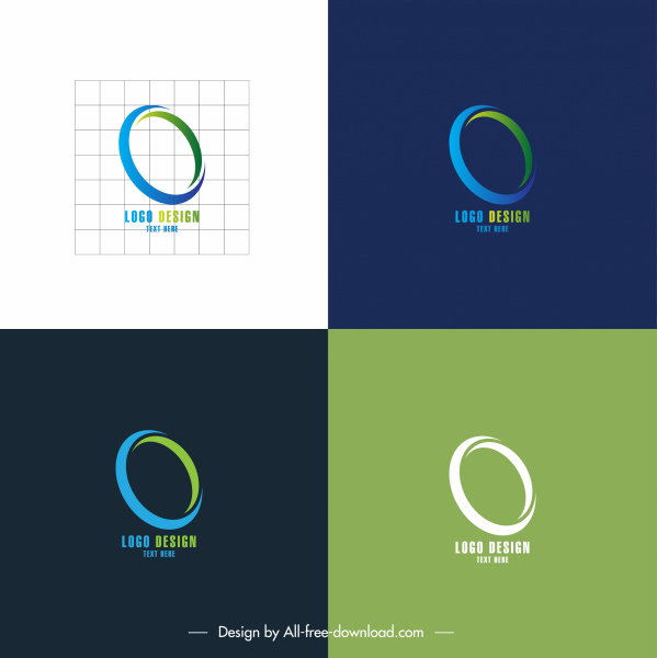 templat logo bisnis sketsa lingkaran 3d sederhana