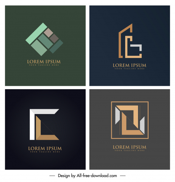 modelos de logotipo de negócios coloridos design geométrico plano moderno