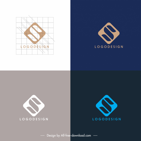 logotipos de negocios palabras planas diseño geométrico