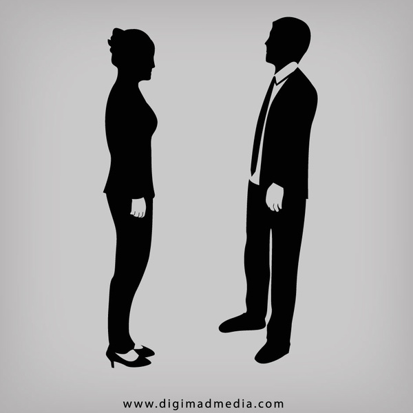 ビジネスの男性と女性のシルエット