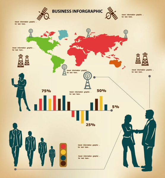 Geschäftsleute mit Geschäft Infografiken gestalten Vektor
