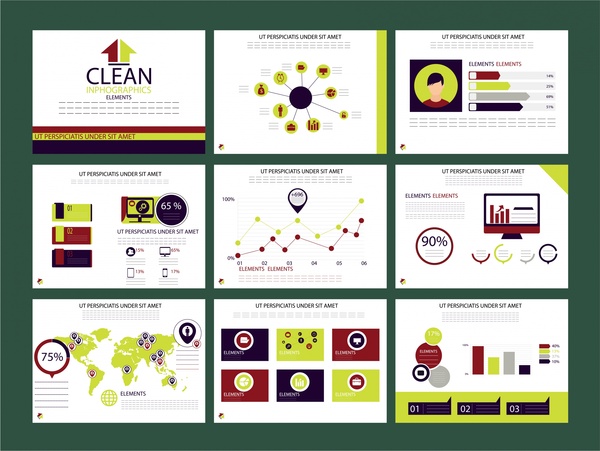 Desain presentasi bisnis dengan Infografis elemen ilustrasi
