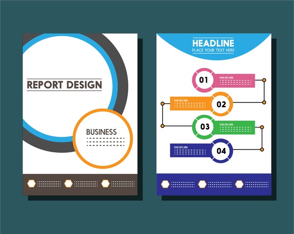 círculos de modelos de relatório de negócios e estilos de infográfico