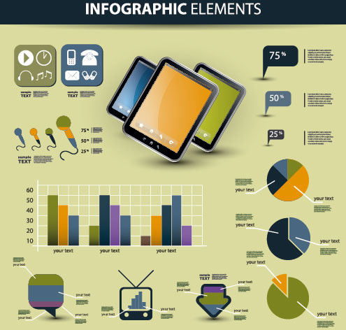Vector de elementos de esquema e infografías negocios