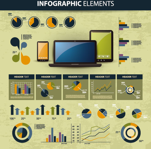 Vector de elementos de esquema e infografías negocios