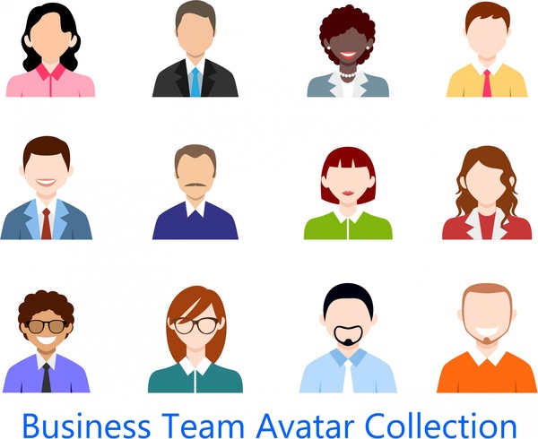 Bisnis tim avatar koleksi desain di berwarna datar