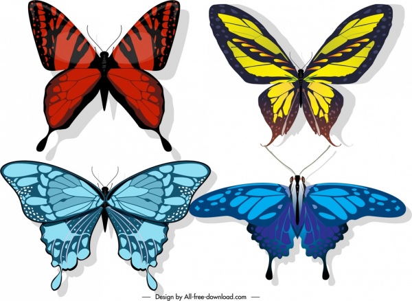 mariposas iconos colores mezcla decoración