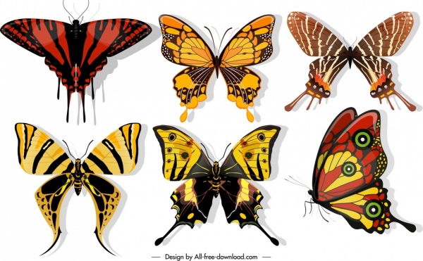 Ikon kupu-kupu warna gelap memadukan dekorasi