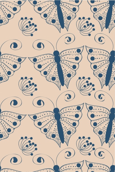 蝴蝶圖案背景藍重複設計