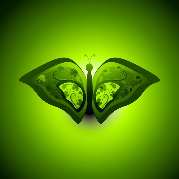 fundo de verde colorido vector de estilos artísticos de borboleta