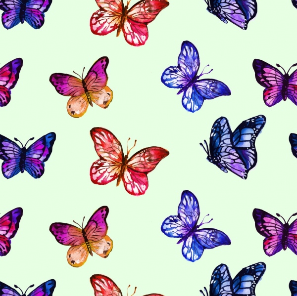 icônes de décoration fond plat papillon coloré