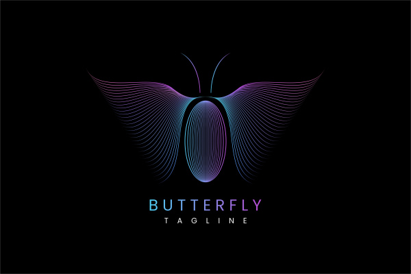 design do logotipo do gradiente borboleta