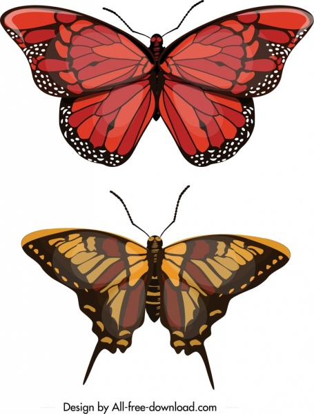 ikon Butterfly dekorasi coklat merah desain modern