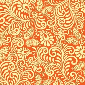 borboleta com padrão de arte floral amarelo na vector laranja