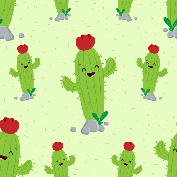 cactus fond vert stylisé icônes répétition design