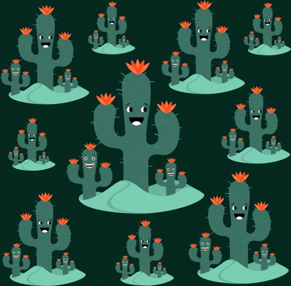 Cactus fondo arbol estilizado árbol verde los iconos