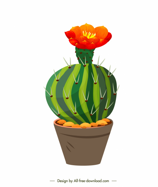 cacto flowerpot Icon colorido design clássico