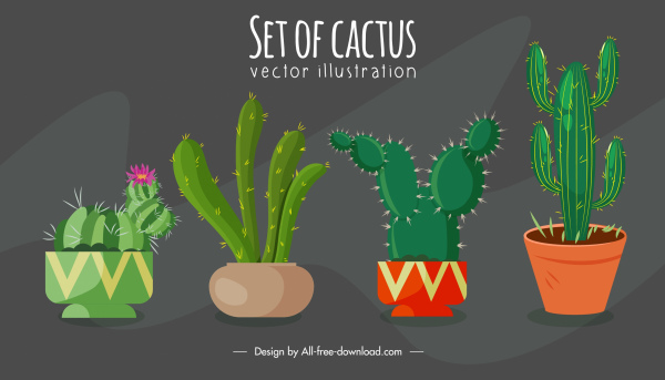 kaktus tanaman hias latar belakang retro handdrawn sketsa