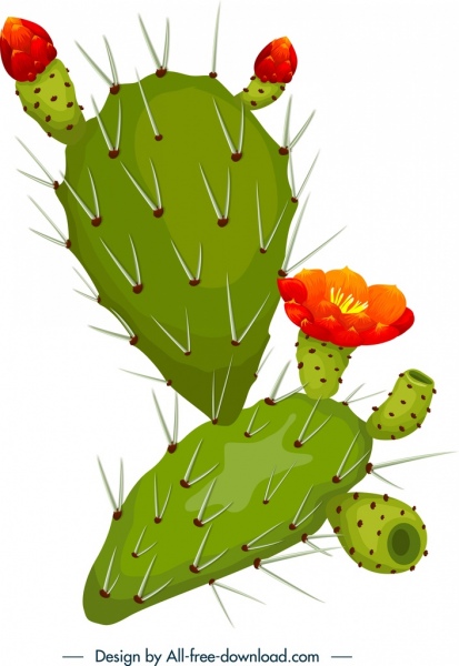 Ikon kaktus dekorasi duri 3d berwarna-warni
