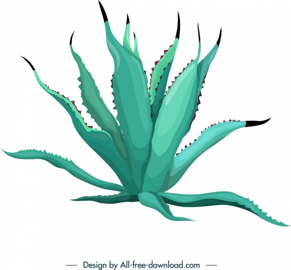 Kaktus Ikone 3D Grün Blätter Dekor