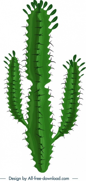 Kaktus-Ikone 3D grünes dorniges Dekor