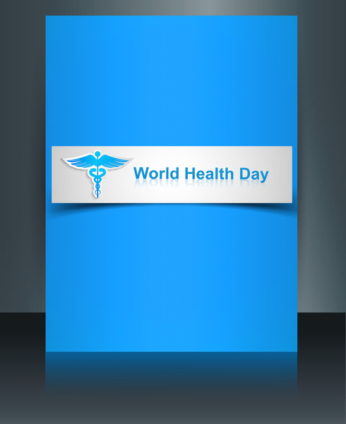 caduceo médico símbolo folleto plantilla colorido mundo salud día reflexión diseño vector