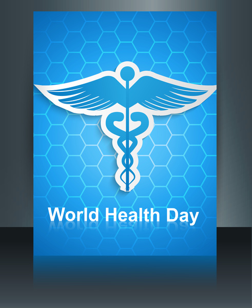 caduceus biểu tượng y tế brochure mẫu đầy màu sắc trên thế giới sức khỏe ngày phản ánh thiết kế vector