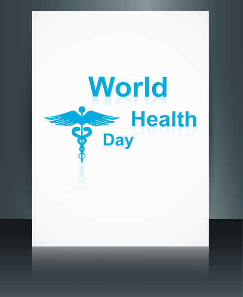 caducée symbole médical brochure modèle coloré monde santé journée réflexion design vecteur