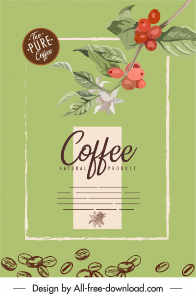 カフェ広告ポスターレトロデザイン自然植物学スケッチ