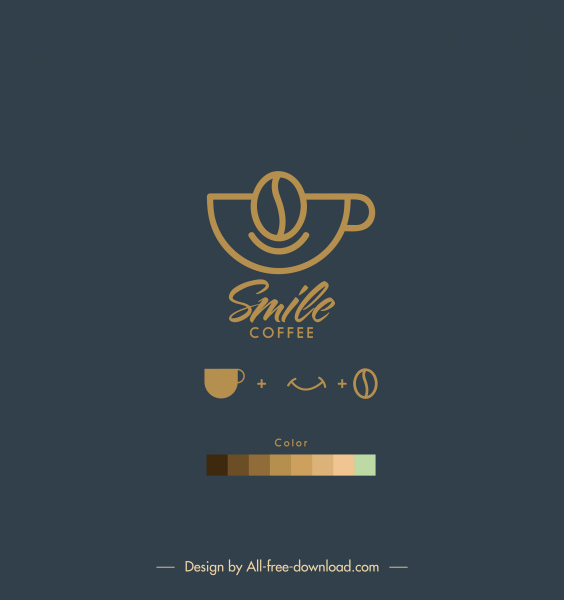 plantilla de portada del menú de café elegante boceto plano oscuro