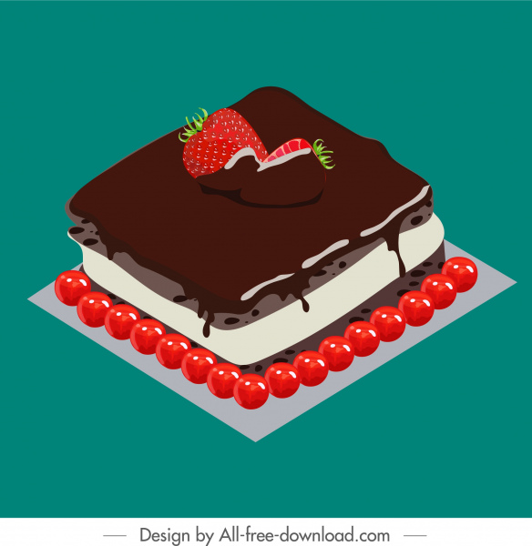 蛋糕画巧克力水果奶油装饰3d素描