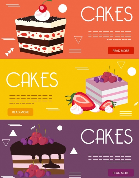 bolos banner de publicidade colorido decoração design da página da web