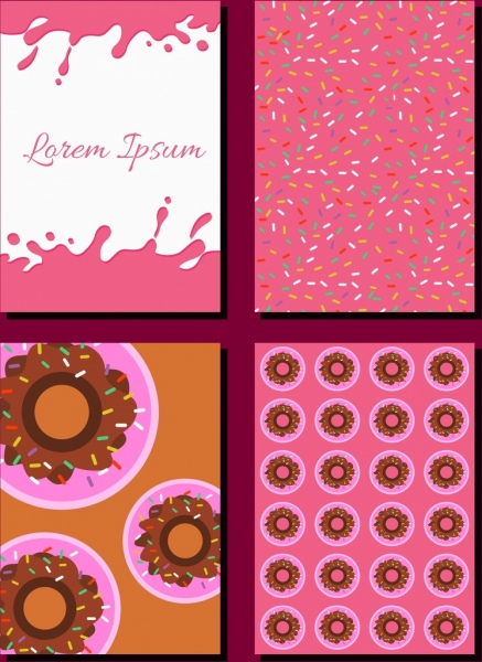 des éléments de conception des icônes plats décor rose gâteaux