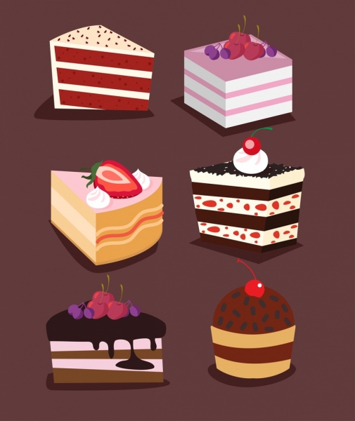 torte icone raccolta 3d decorazioni colorate