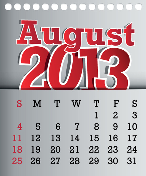 immagine vettoriale calendario august13 design