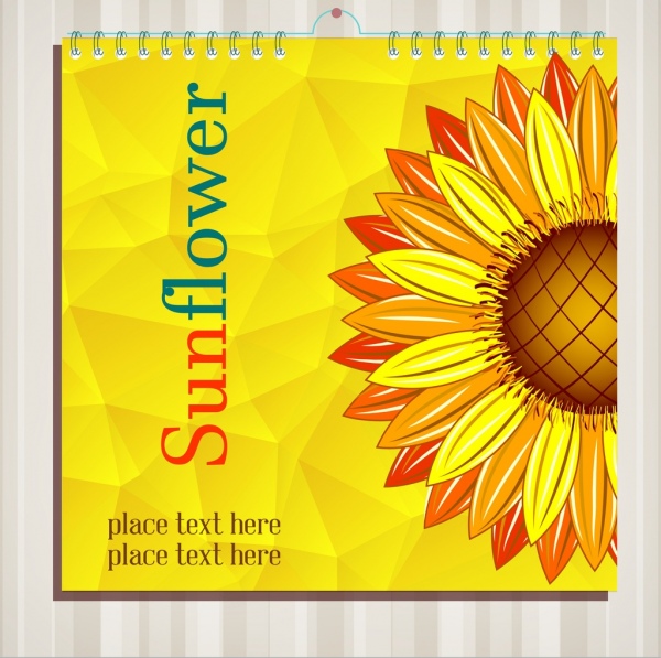 Trang bìa lịch mẫu biểu tượng trang trí hoa hướng dương vàng