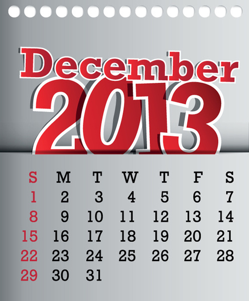 Calendar December13 Design Vector Graphic