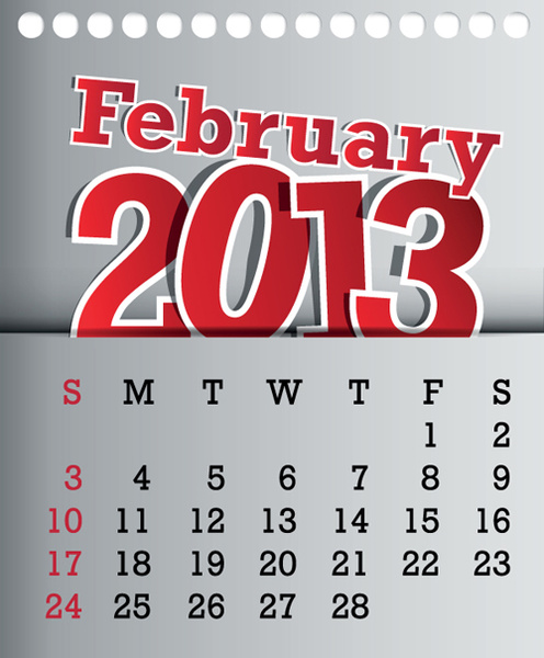 日曆 february13 設計向量圖形