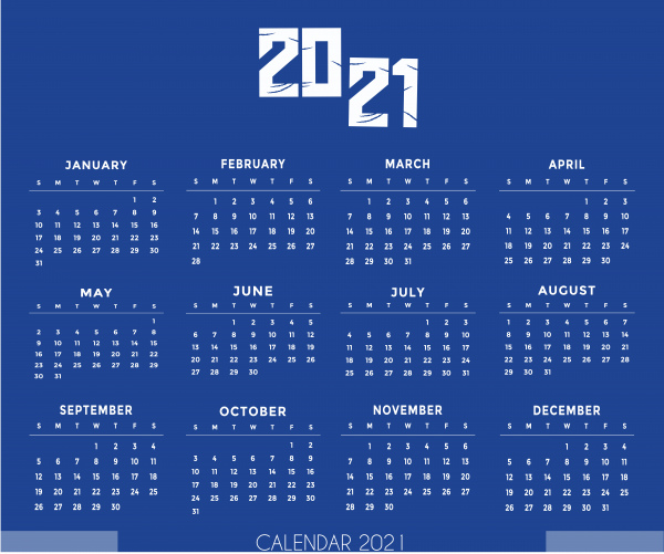 Kalender für das neue Jahr 2021