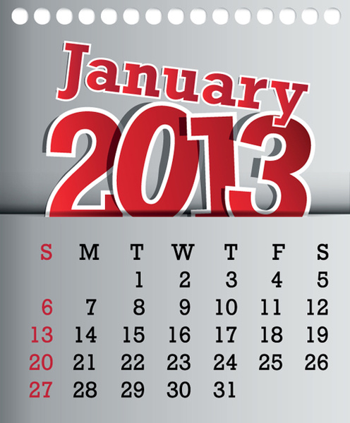日曆 january13 設計向量圖形