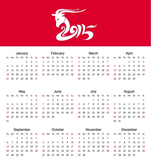 Kalender tahun year15 baru domba vektor ilustrasi