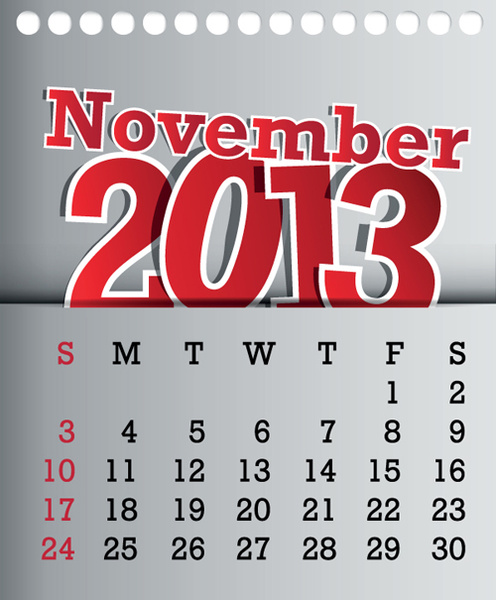 Kalender november13 desain vektor grafis