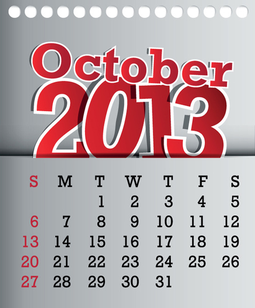 日曆 october13 設計向量圖形
