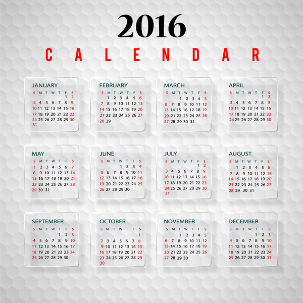 カレンダー 2016 年テンプレート