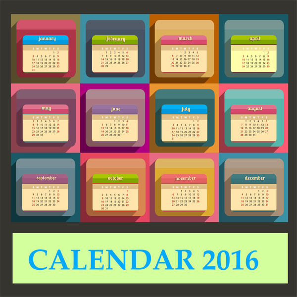 modelo de calendário 2016