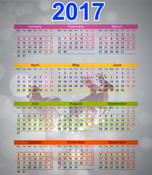 Kalender 2017 template