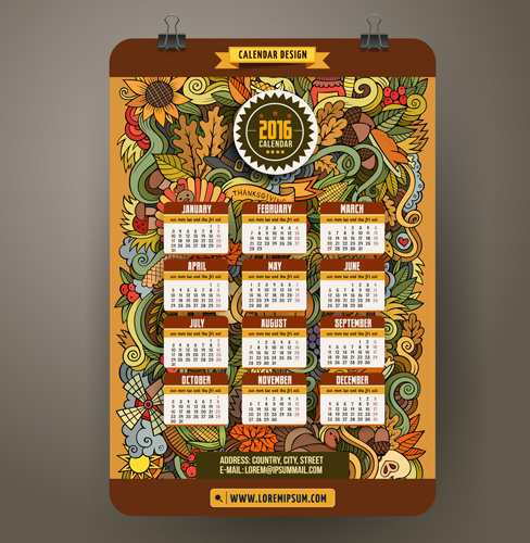 calendar16 decorativo padrão criativo vector