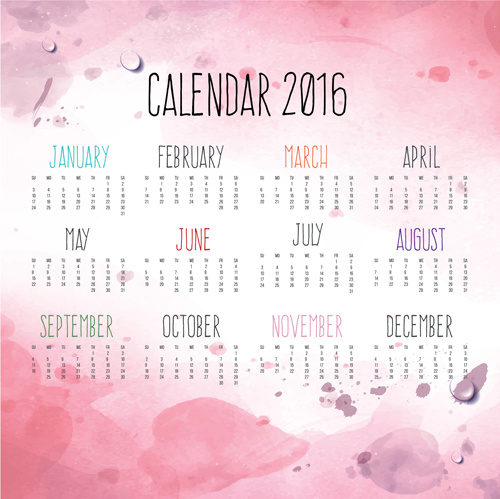 calendar16 dengan pink grunge latar belakang vektor
